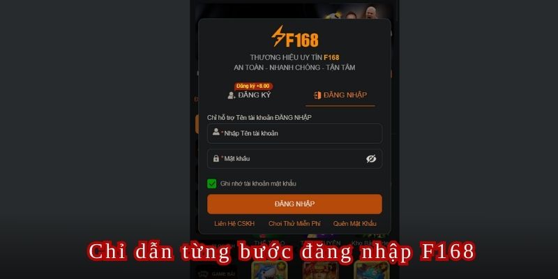 Hướng dẫn các bước đăng nhập vào F168 nhanh chóng 